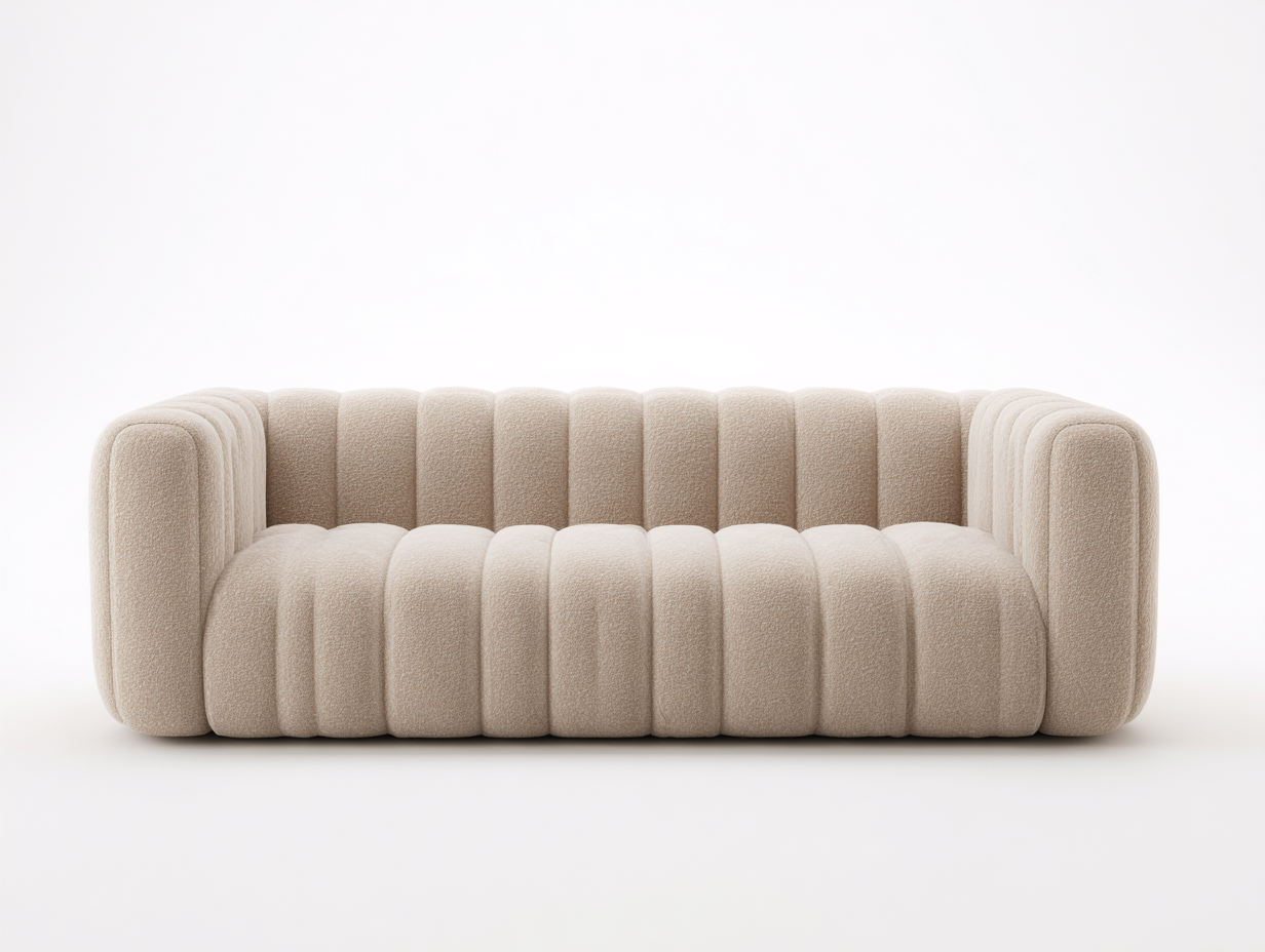Canapé 3 places - Tissu bouclé - 226x94x72 cm - Beige - Moderne-Kamonrihome