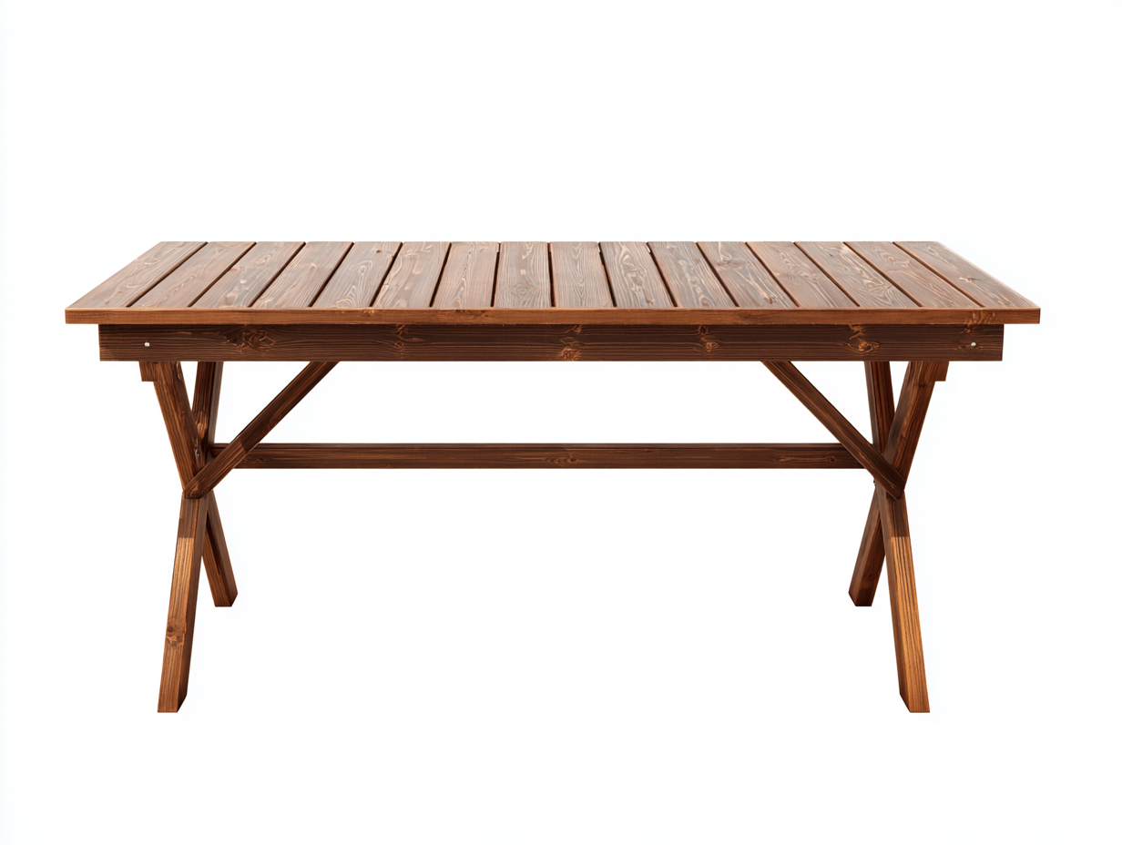 Table de jardin - Bois massif - 180 x 80 x 75 cm - Bois brun - Style extérieur rectangulaire à lattes-Kamonrihome