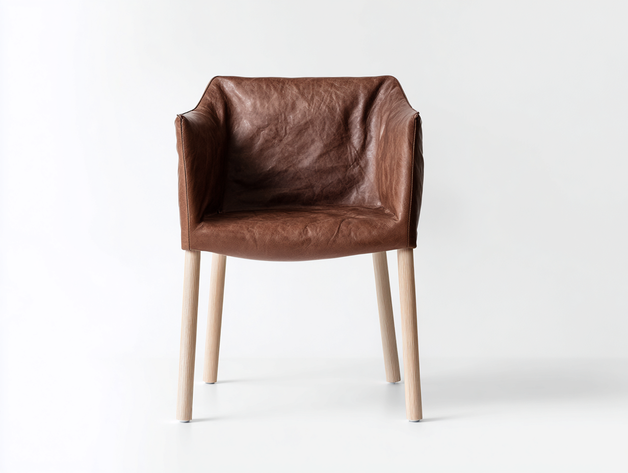 Chaise de salle à manger-Aspect cuir-Bois-61x59x82 cm-Marron-Style vintage-Kamonrihome