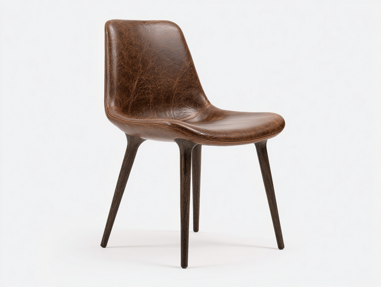 Chaise de salle à manger-Aspect cuir-Bois-51x57x83 cm-Marron foncé-Style industriel-Kamonrihome
