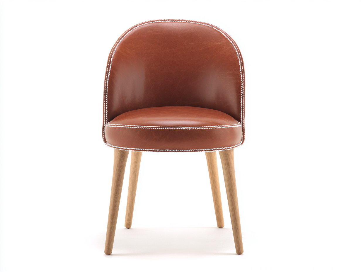Chaise de salle à manger-Aspect cuir-Bois-52x57x82 cm-Marron-Style rétro-Kamonrihome