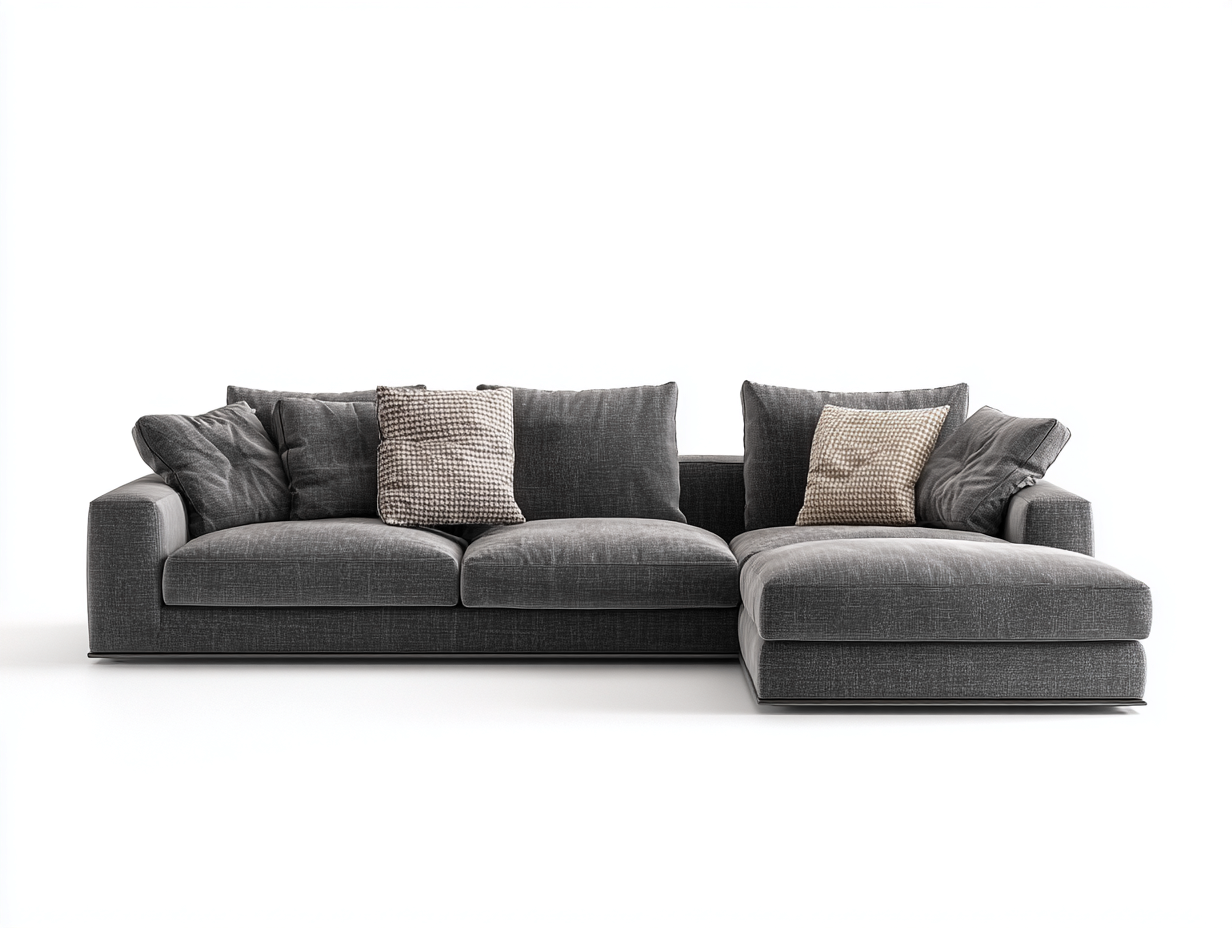 Canapé d'angle - Tissu - 292x168x84 cm - Gris foncé - Moderne-Kamonrihome