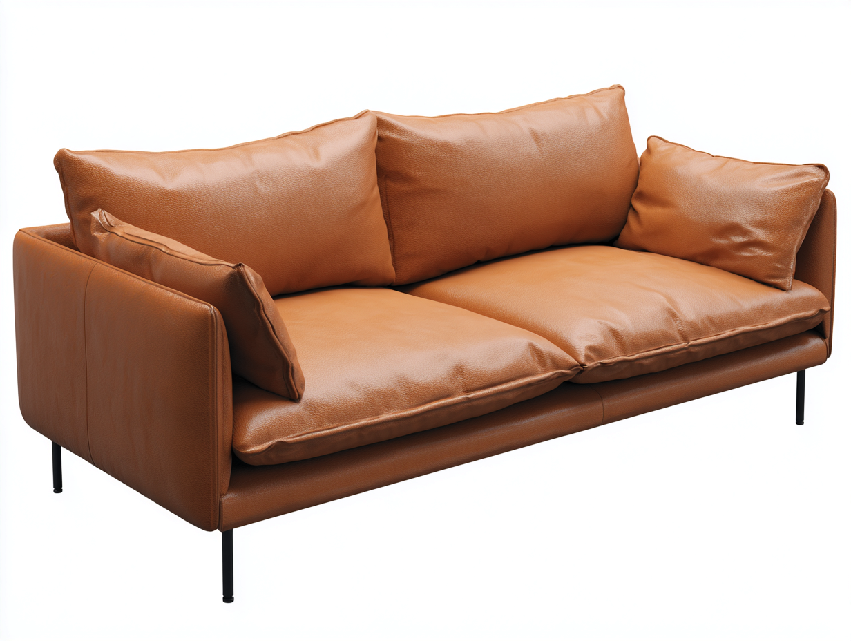 Canapé 3 places - Similicuir-Métal - 220x91x78 cm - Marron cognac - Moderne-Kamonrihome