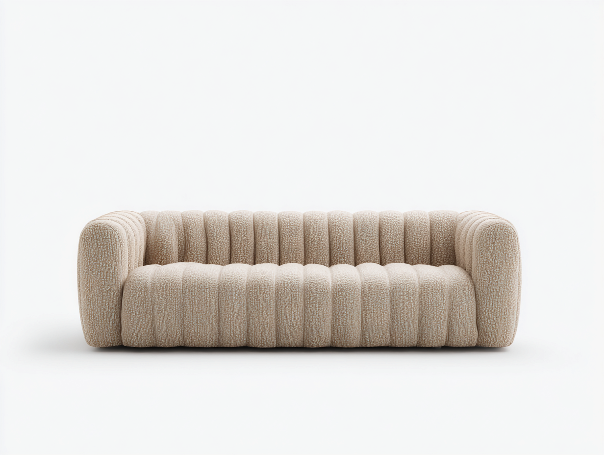 Canapé 3 places - Tissu bouclé - 224x93x73 cm - Beige - Moderne-Kamonrihome