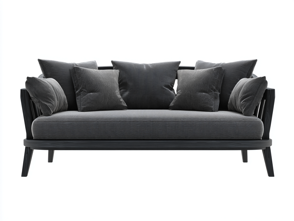 Canapé 3 places - Tissu-Bois - 222x91x80 cm - Gris foncé-Noir - Moderne-Kamonrihome