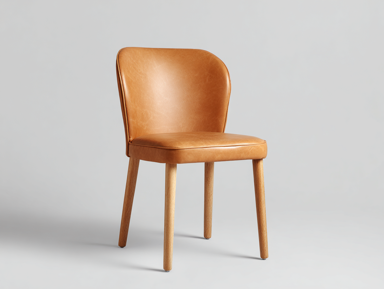 Chaise de salle à manger-Aspect cuir-Bois-48x56x82 cm-Camel-Style moderne-Kamonrihome