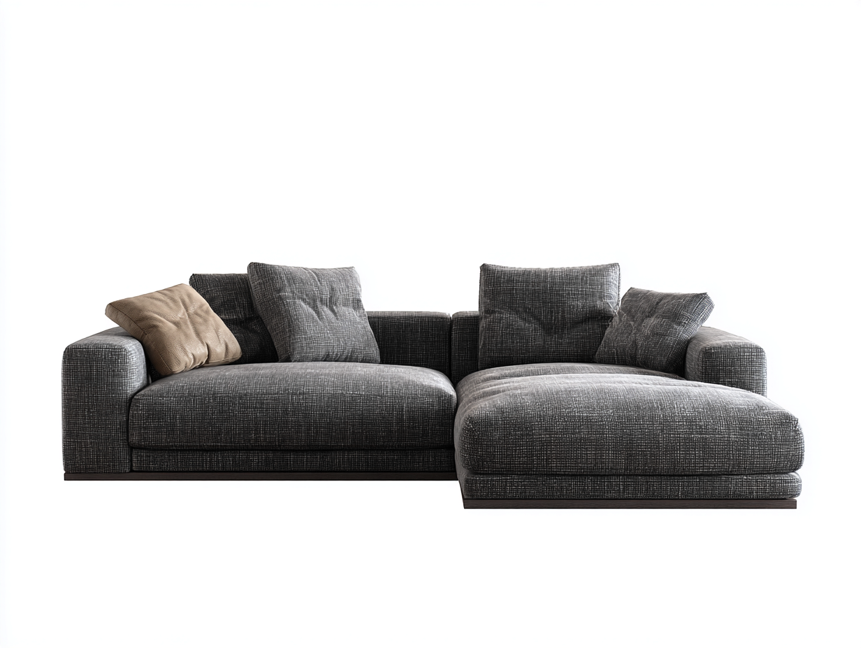 Canapé d'angle - Tissu - 286x171x83 cm - Gris foncé - Contemporain-Kamonrihome