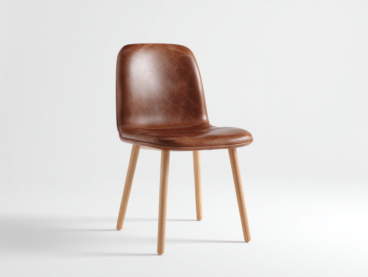 Chaise de salle à manger-Aspect cuir-Bois-49x55x82 cm-Marron-Style moderne-Kamonrihome