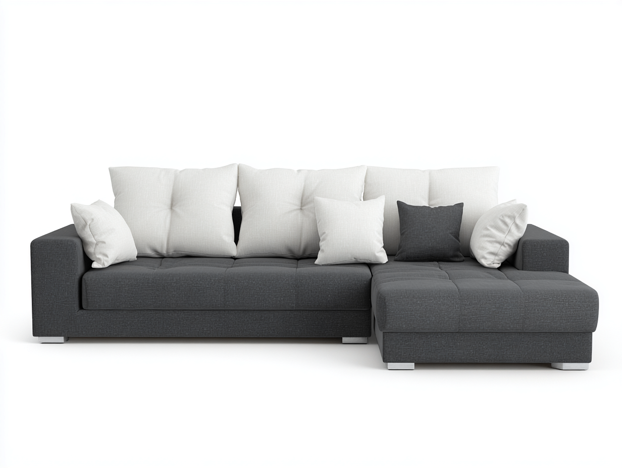 Canapé d'angle - tissu - 286 x 170 x 78 cm - gris foncé-blanc - style moderne-Kamonrihome