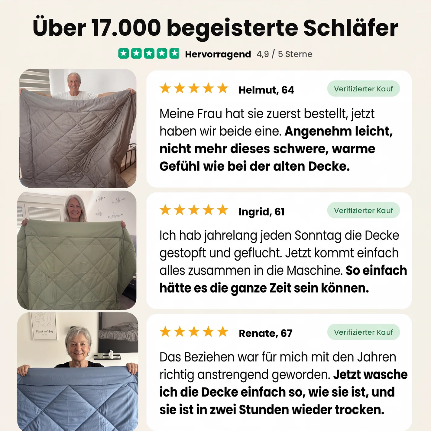 EasySleep® – 2-in-1 Ganzjahresdecke. Schnelltrocknend & ohne Bettwäsche