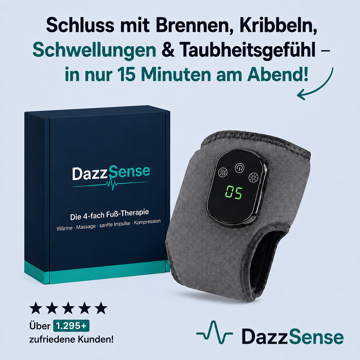 DazzSense 4-in-1 Fußtherapie |  Brennen, Kribbeln & Taubheit in den Füßen natürlich lindern