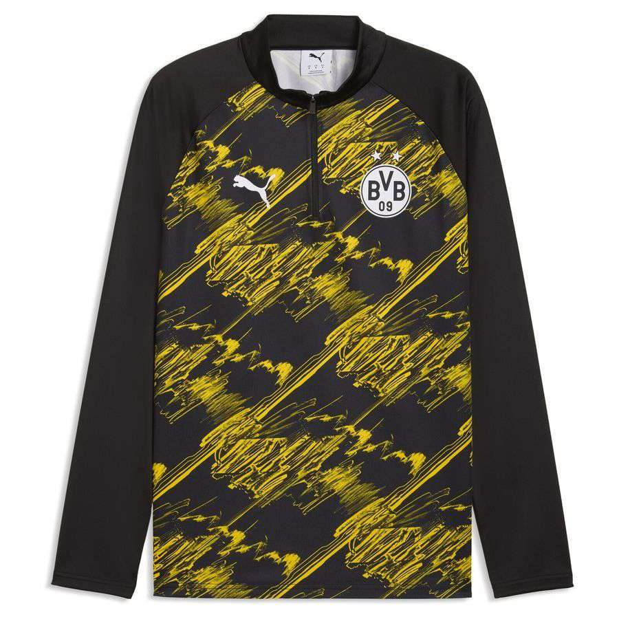 Dortmund Training Shirt Pre Match 1/4 Zip - Black/Faster Yellow-League Fan Gear