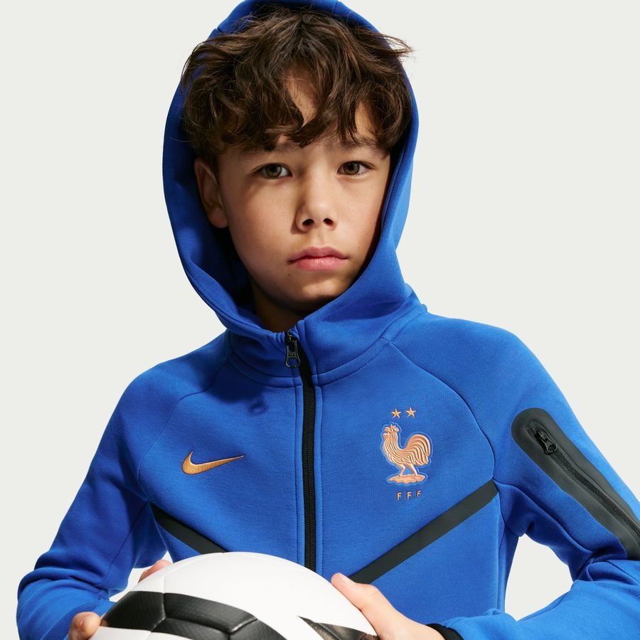 France Hoodie NSW Tech Fleece FZ World Cup 2026 - Game Royal/Metallic Copper Kids-League Fan Gear