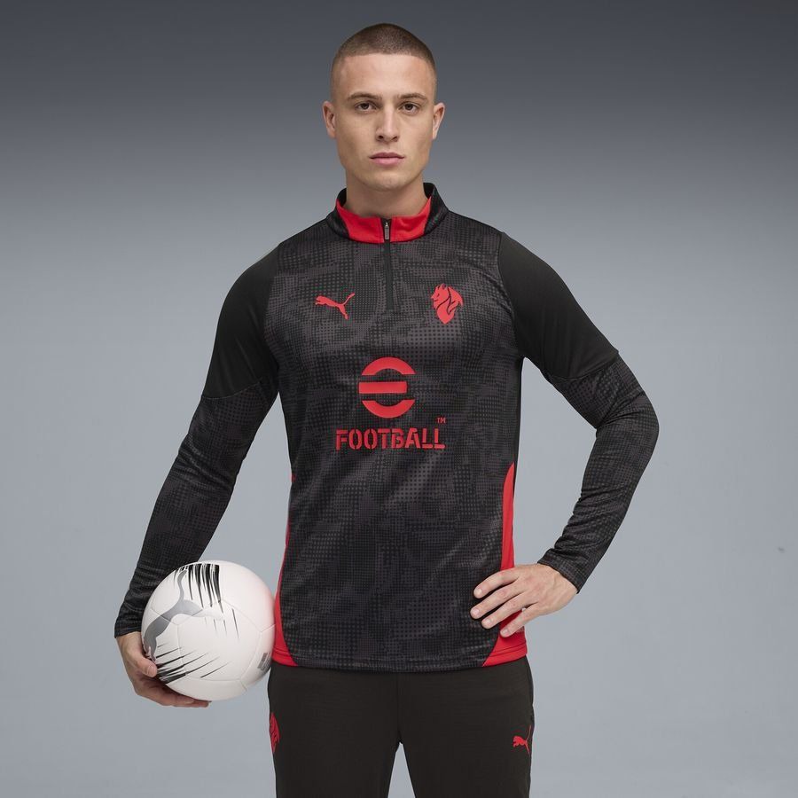 Milan Training Shirt 1/4 Zip - Black/For All Time Red-League Fan Gear