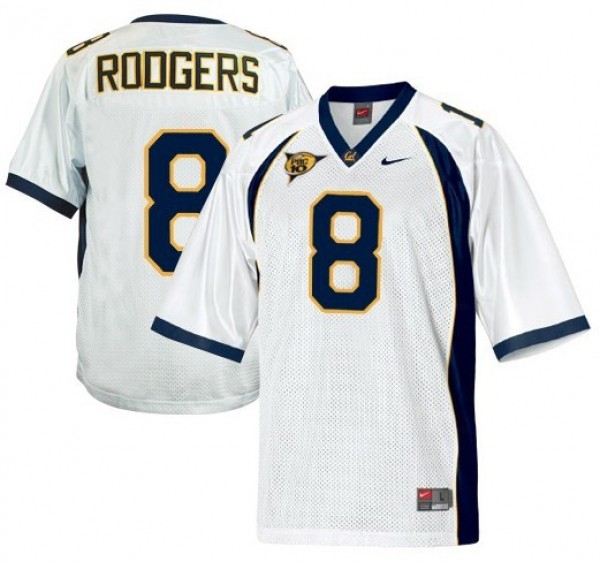 Men California Golden Bears #8 Aaron Rodgers White Stitch Jersey-League Fan Gear