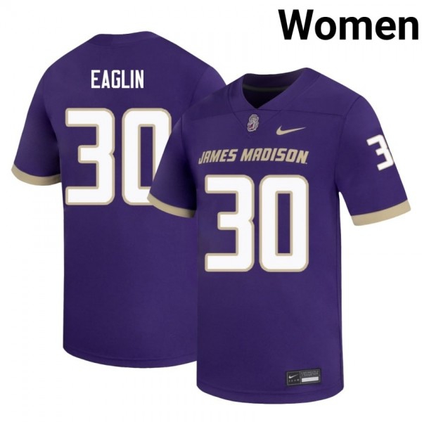 Women James Madison Dukes #30 Justin Eaglin Purple Stitch Jerseys-League Fan Gear