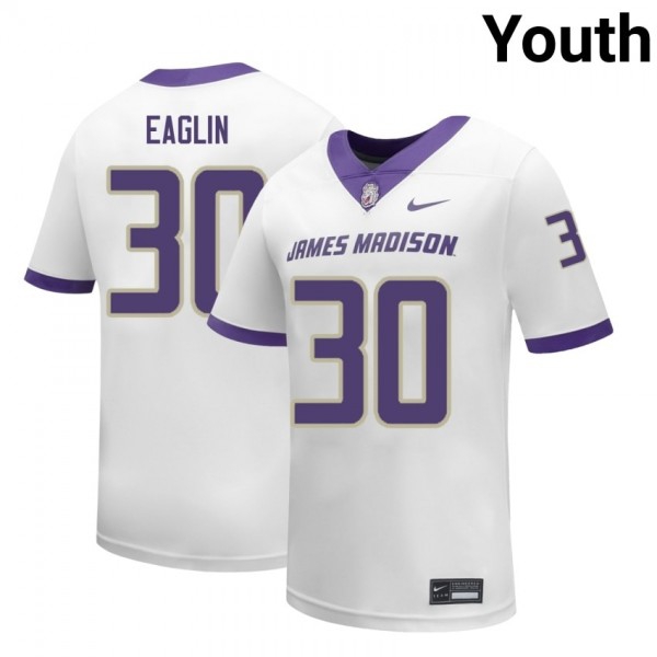 James Madison Dukes #30 Justin Eaglin White Stitch Youth Jersey-League Fan Gear