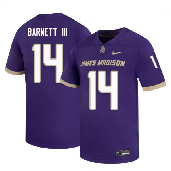 Men James Madison Dukes #14 Alonza Barnett Iii Purple Stitch Jersey-League Fan Gear