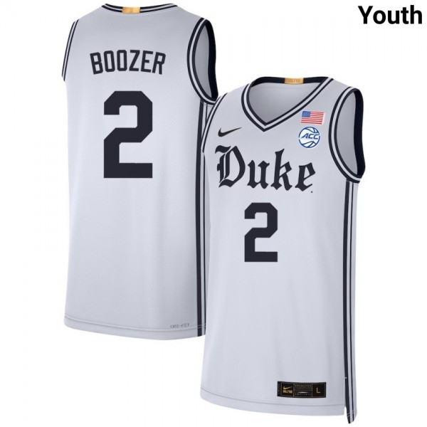 Duke Blue Devils #2 Cayden Boozer Team White Stitch Jerseys Youth-League Fan Gear