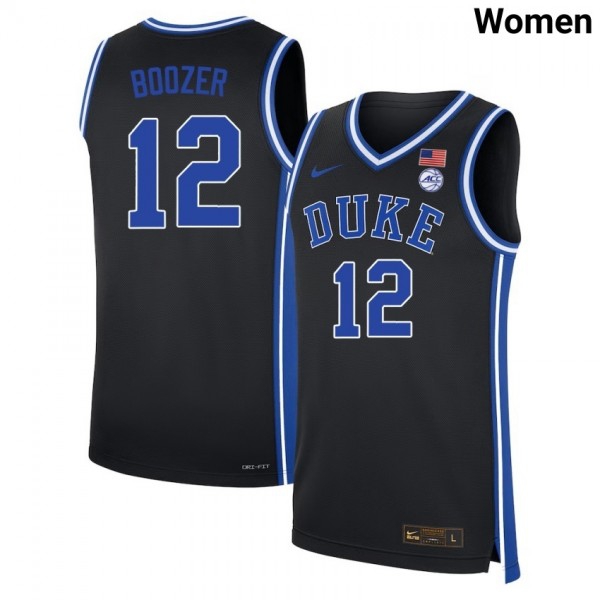 Women Duke Blue Devils #12 Cameron Boozer Black Stitch Jersey-League Fan Gear
