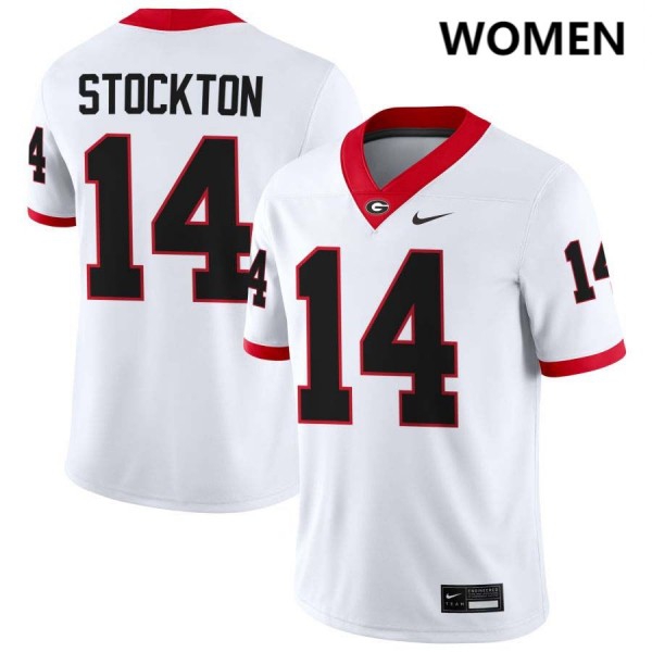 Women Georgia Bulldogs #14 Gunner Stockton White Stitch Jerseys-League Fan Gear