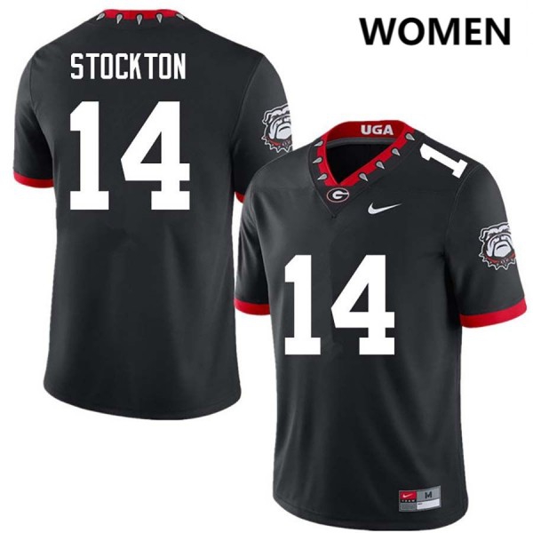 Women Georgia Bulldogs #14 Gunner Stockton 100th Anniversary Black Stitch Jerseys-League Fan Gear