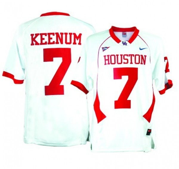 Men Houston Cougars #7 Case Keenum White Stitch Jersey-League Fan Gear