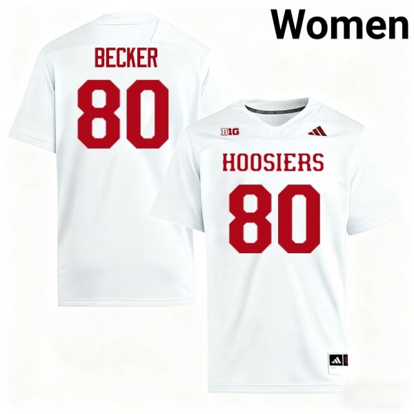Indiana Hoosiers #80 Charlie Becker Women Stitch Jerseys - White-League Fan Gear