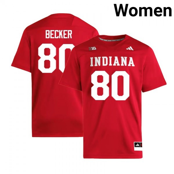 Indiana Hoosiers #80 Charlie Becker Women Stitch Jerseys - Crimson-League Fan Gear