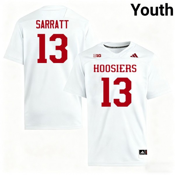 Indiana Hoosiers #13 Elijah Sarratt Stitch - White Youth Jersey-League Fan Gear