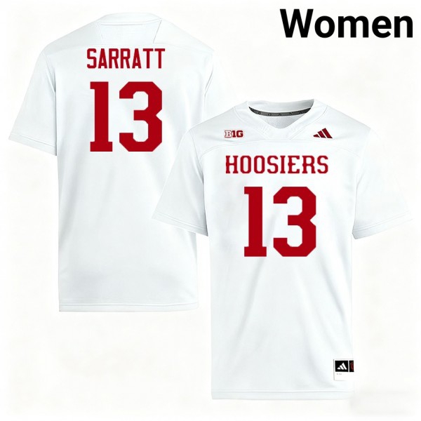 Indiana Hoosiers #13 Elijah Sarratt Women Stitch - White Jersey-League Fan Gear