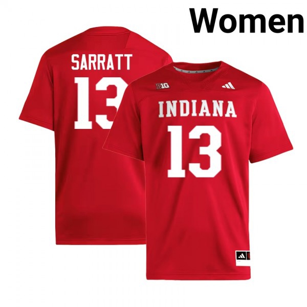 Indiana Hoosiers #13 Elijah Sarratt Women Stitch - Crimson Jersey-League Fan Gear