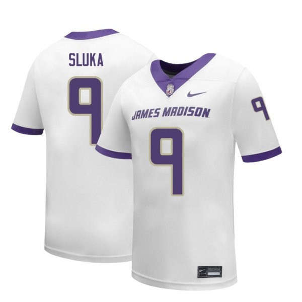 Men James Madison Dukes #9 Matthew Sluka White Stitch Jersey-League Fan Gear