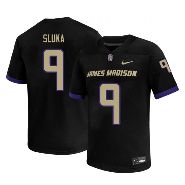 Men James Madison Dukes #9 Matthew Sluka Black Stitch Jersey-League Fan Gear