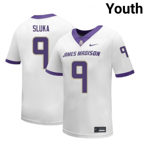 James Madison Dukes #9 Matthew Sluka White Stitch Jerseys Youth-League Fan Gear