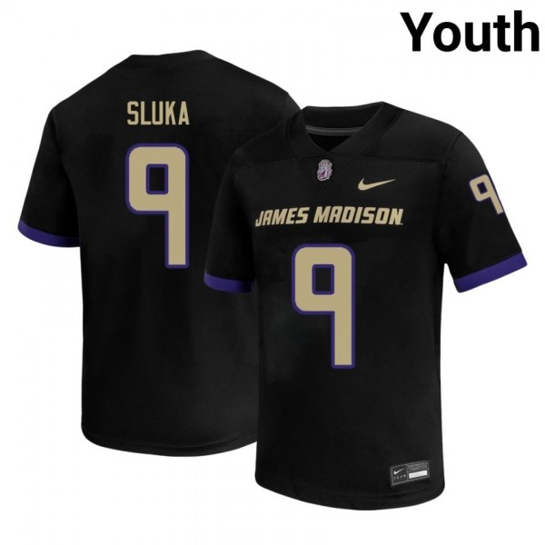 James Madison Dukes #9 Matthew Sluka Black Stitch Youth Jersey-League Fan Gear