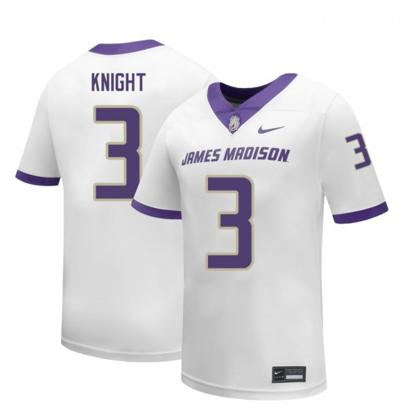 Men James Madison Dukes #3 Wayne Knight White Stitch Jerseys-League Fan Gear