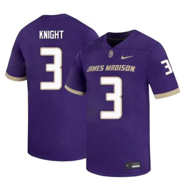 Men James Madison Dukes #3 Wayne Knight Purple Stitch Jerseys-League Fan Gear