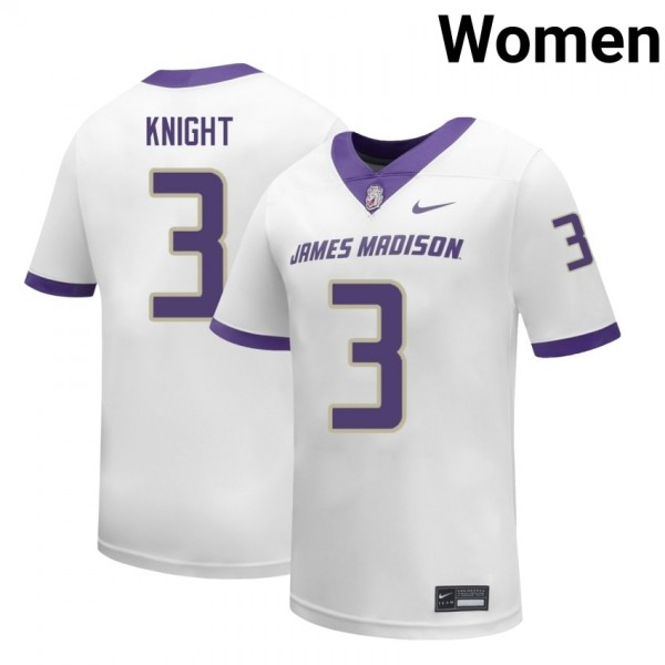 Women James Madison Dukes #3 Wayne Knight White Stitch Jerseys-League Fan Gear