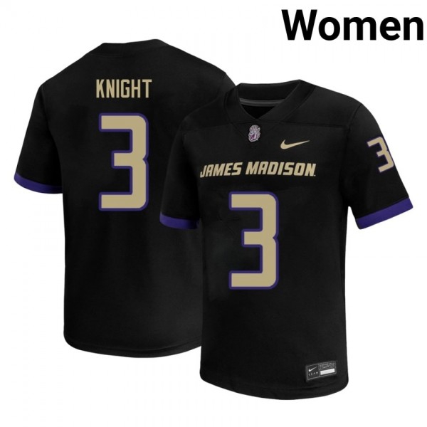Women James Madison Dukes #3 Wayne Knight Black Stitch Jersey-League Fan Gear