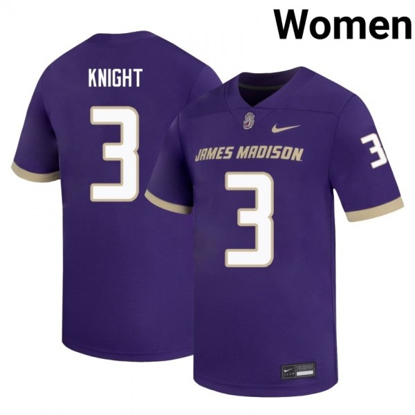 Women James Madison Dukes #3 Wayne Knight Purple Stitch Jerseys-League Fan Gear