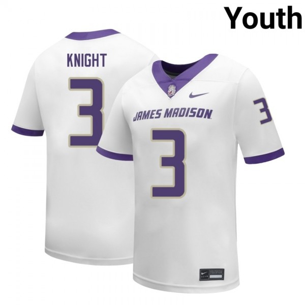 James Madison Dukes #3 Wayne Knight White Stitch Jerseys Youth-League Fan Gear