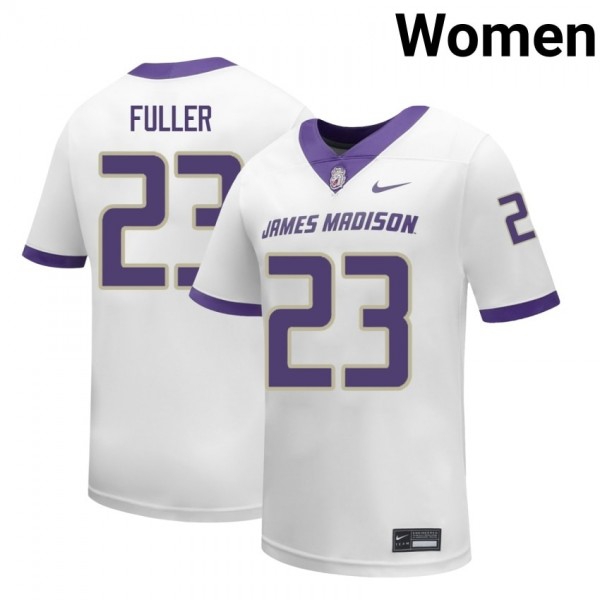 Women James Madison Dukes #23 Fuller White Stitch Jerseys-League Fan Gear