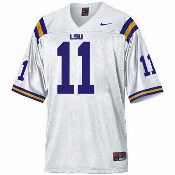Men Lsu Tigers #11 Spencer Ware White Stitch Jersey-League Fan Gear