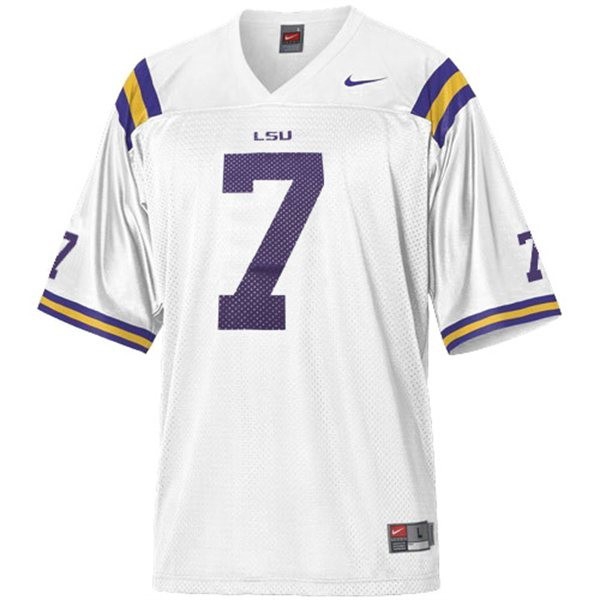 Men Lsu Tigers #7 Patrick Peterson White Stitch Jersey-League Fan Gear