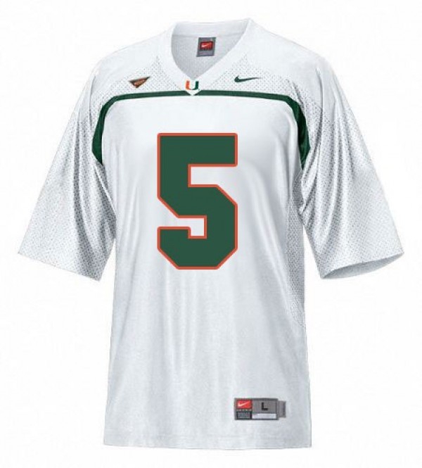 Men Miami Hurricanes #5 Andre Johnson White Stitch Jersey-League Fan Gear