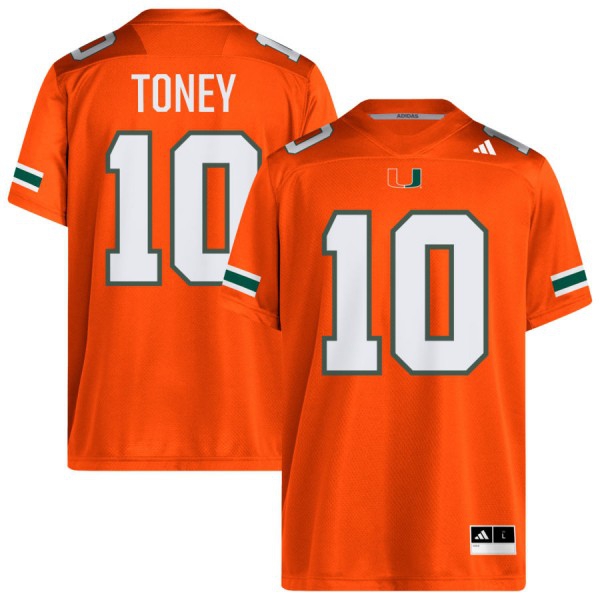 Miami Hurricanes #10 Malachi Toney Men Stitch - Orange Jersey-League Fan Gear