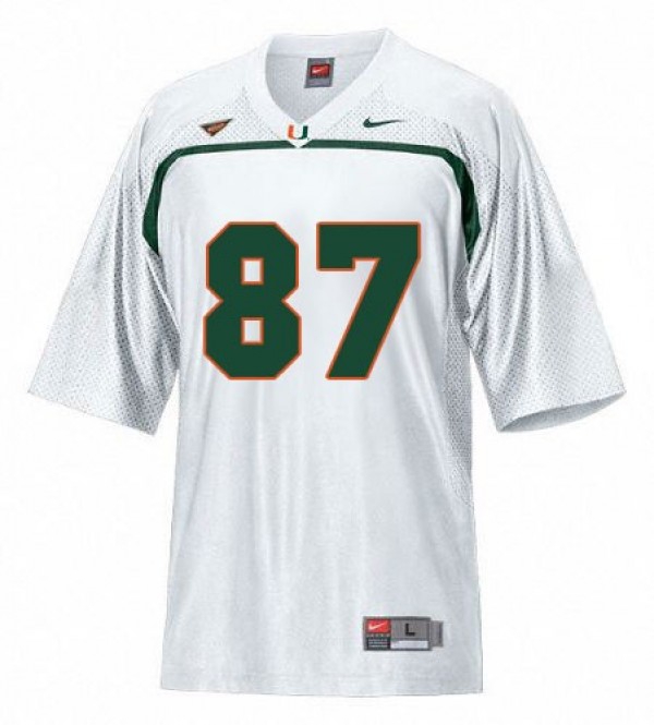 Men Miami Hurricanes #87 Reggie Wayne White Stitch Jersey-League Fan Gear