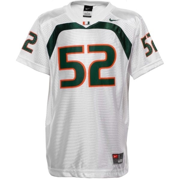 Men Miami Hurricanes #52 Ray Lewis White Stitch Jersey-League Fan Gear