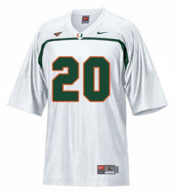 Men Miami Hurricanes #20 Ed Reed White Stitch Jersey-League Fan Gear